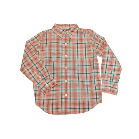 Janie And Jack Boys Size 4 Light Colored Button Down Plaid Shirt Long Sleeve - Picture 1 of 13